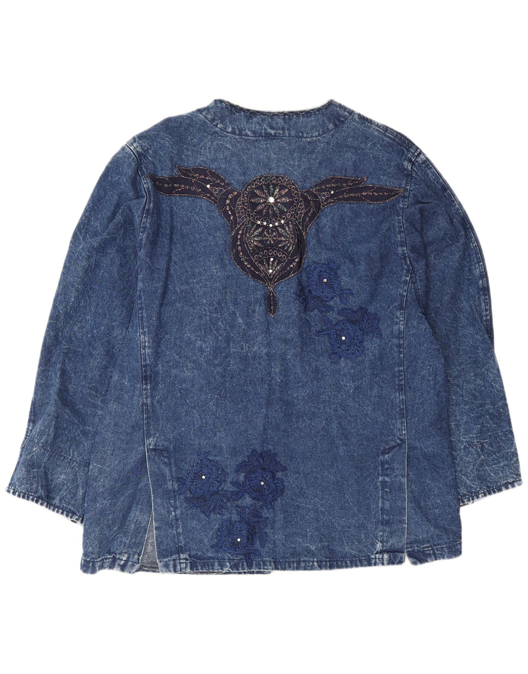 Винтажная женская джинсовая куртка свободного кроя с рисунком IT 42, хлопковый цвет среднего синего цвета