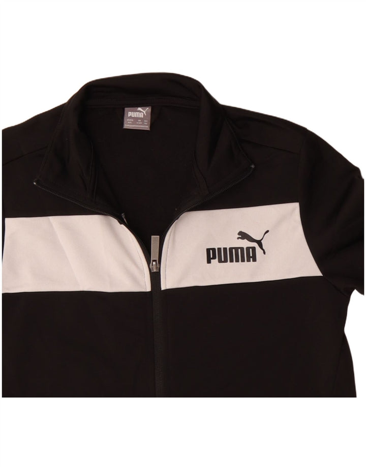 Спортивный костюм Puma для мальчиков с графическим рисунком, верхняя куртка 11–12 лет, черный с цветными блоками