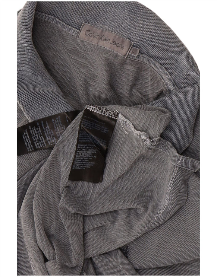 Мужская рубашка-поло CALVIN KLEIN JEANS, большая серая, хлопок