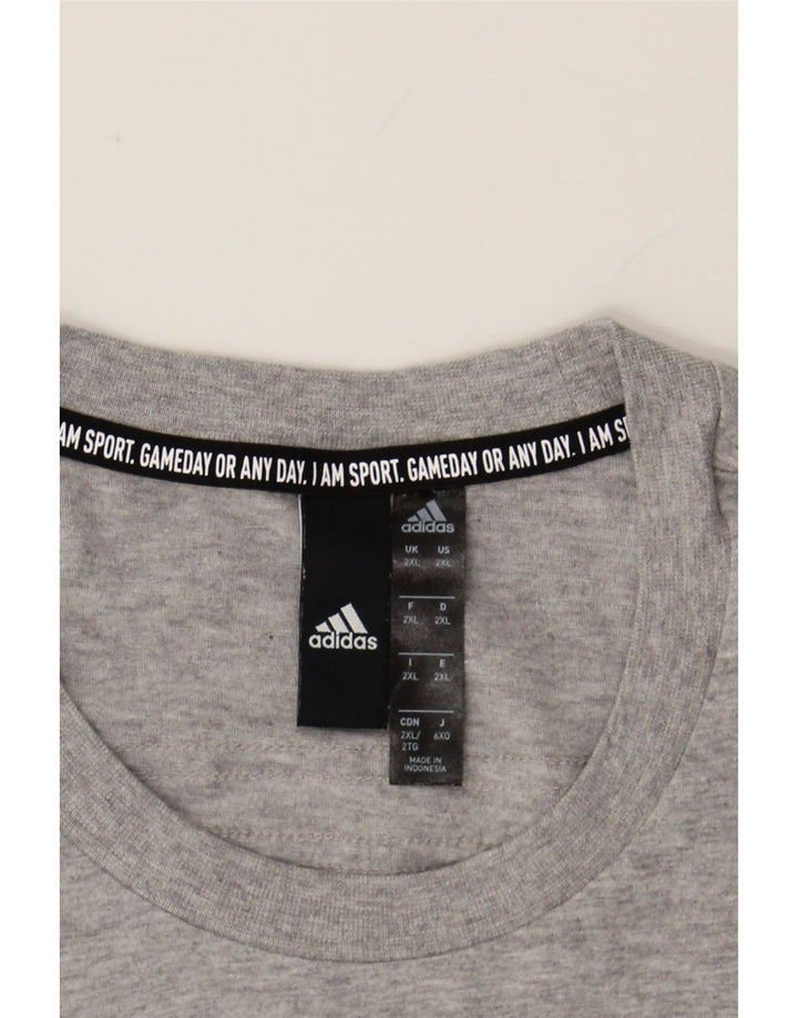 ADIDAS Mens T-Shirt Top 2XL Grey Cotton Vintage Adidas and Second-Hand Adidas from Messina Hembry 