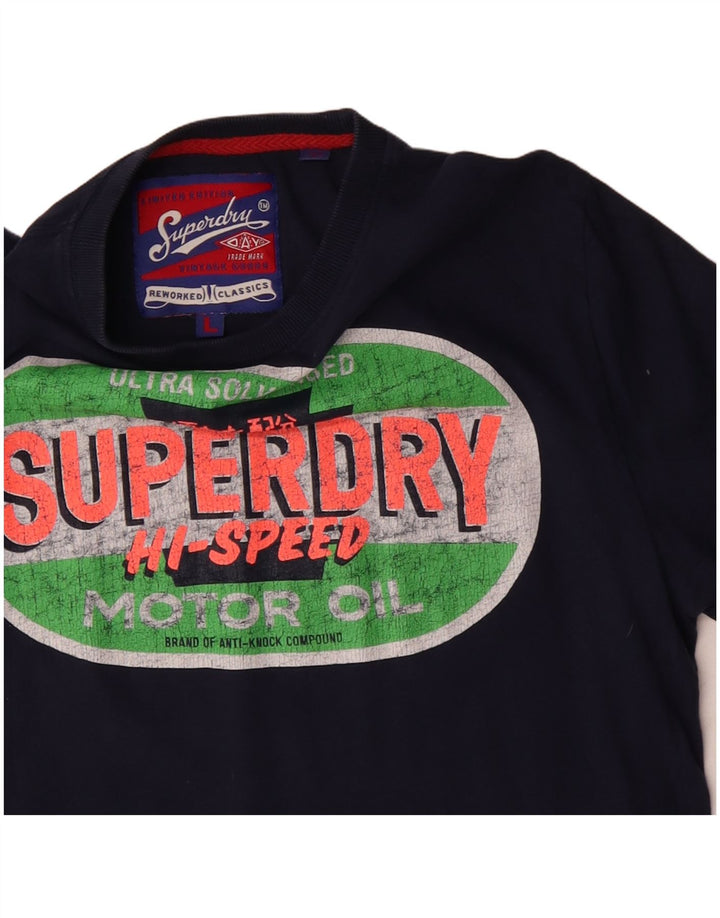 Superdry Мужская футболка с рисунком, большой темно-синий хлопок
