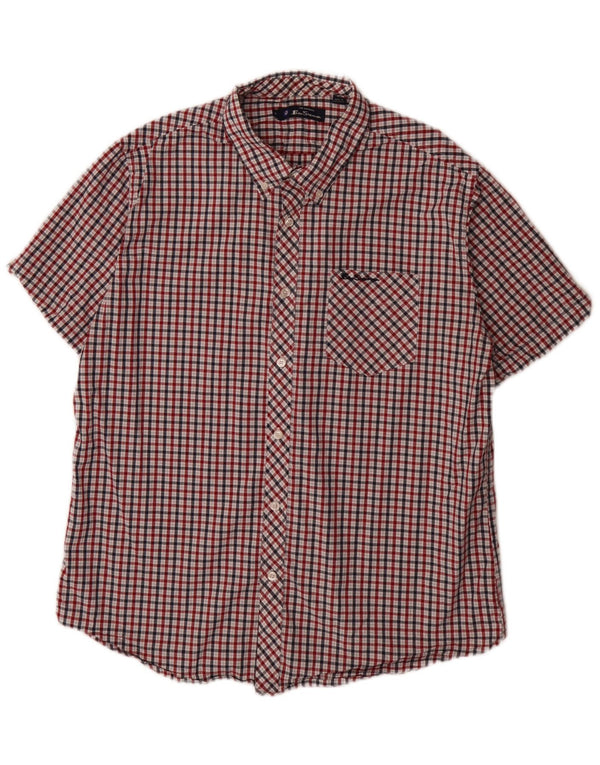 Ben Sherman Мужская рубашка обычного кроя с коротким рукавом XL, красная клетчатая хлопковая рубашка
