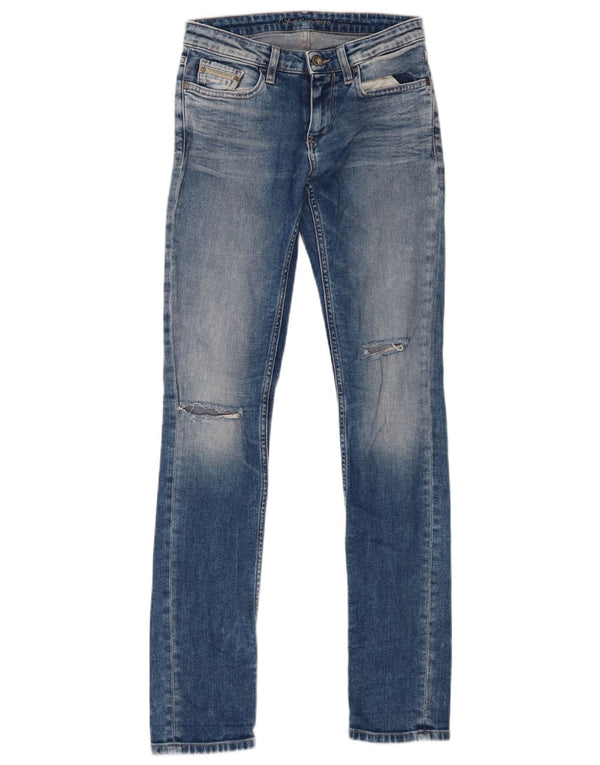 Женские потертые джинсы скинни Calvin Klein W25 L32, синий хлопок