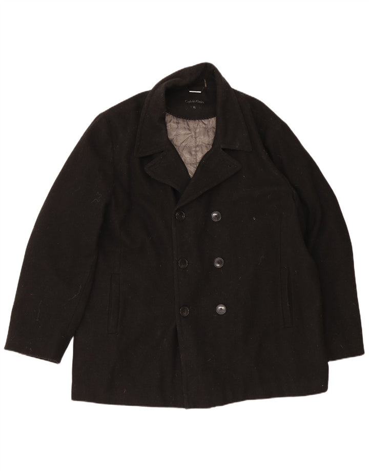 Мужское двубортное пальто Calvin Klein UK 42 XL, черная шерсть