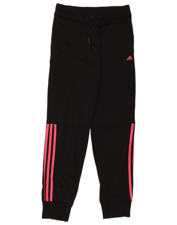 Спортивный костюм Adidas для девочек, брюки для бега, 14–15 лет, черный полиэстер