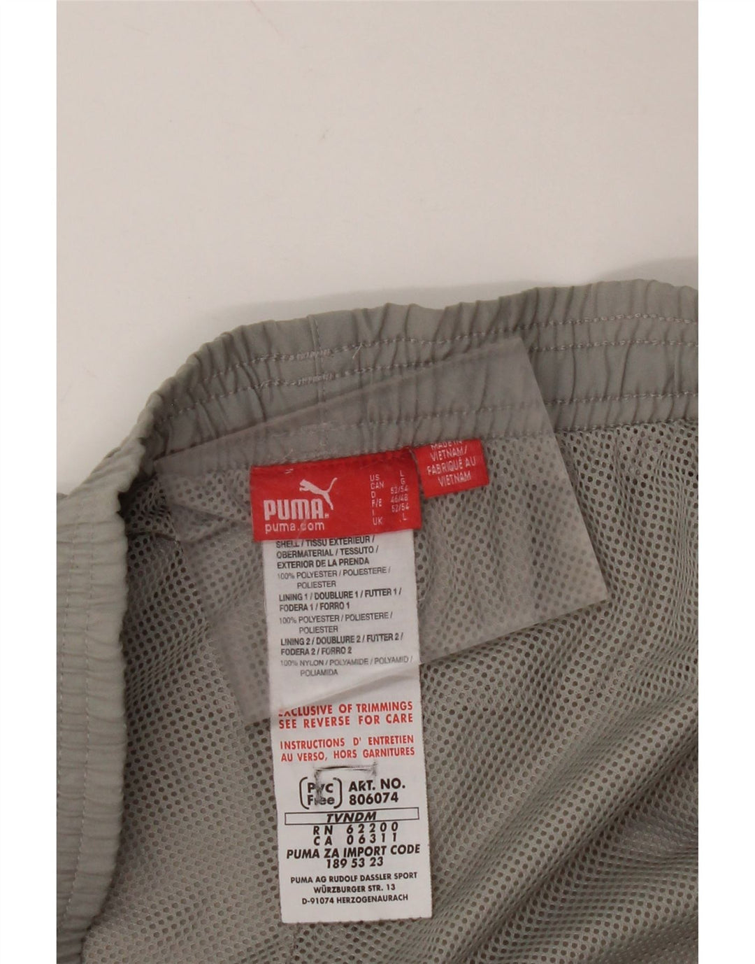 PUMA Mens Graphic Tracksuit Trousers Joggers Large Grey Polyester