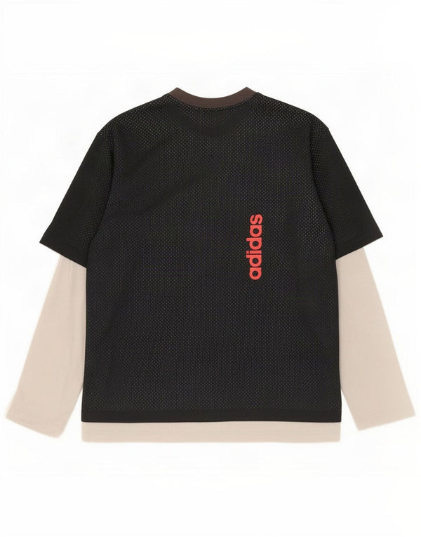 Adidas Мужской топ с рисунком с длинным рукавом, большой черный, хлопок с цветными блоками