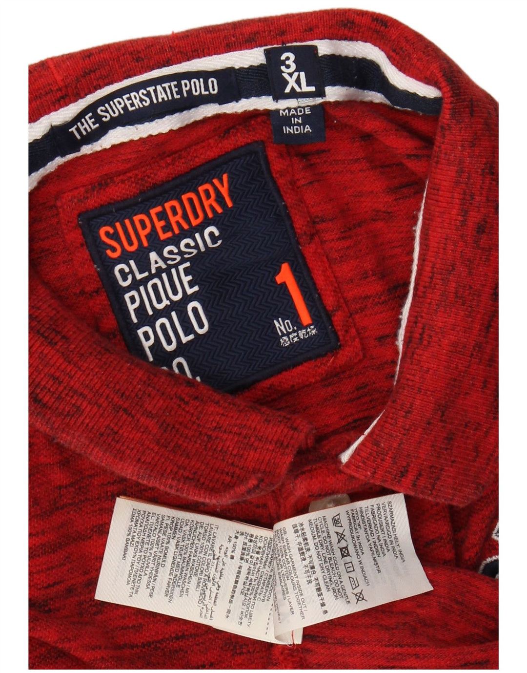 SUPERDRY Мужская рубашка-поло с рисунком 3XL, красный хлопок с крапинками