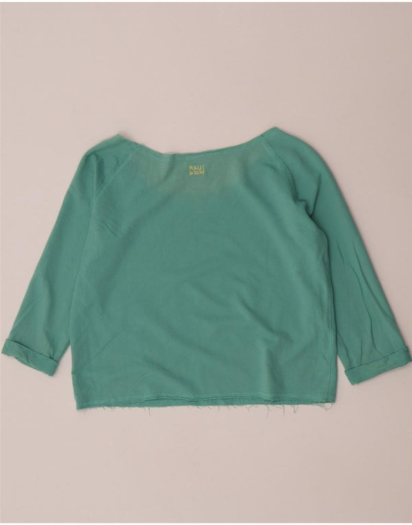 Женский укороченный топ с рисунком Maui and Sons, рукав 3/4, UK 14, средний бирюзовый цвет