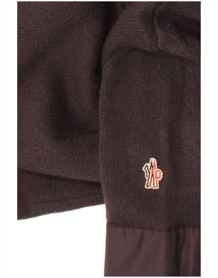 Moncler Мужской джемпер с воротником на молнии, большой серый шерстяной свитер