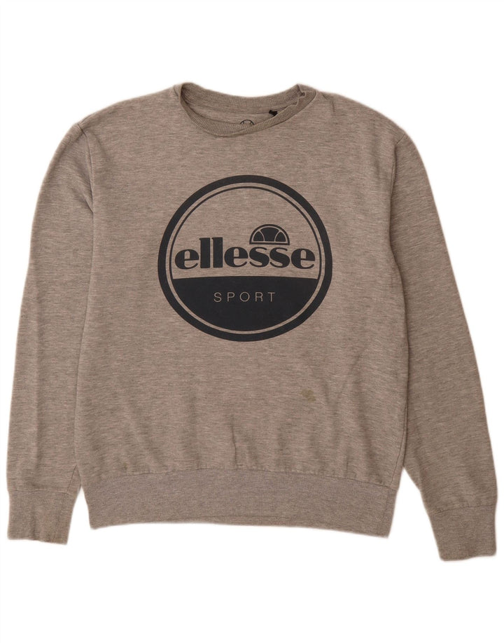 Ellesse Мужской свитшот с рисунком, хлопковый джемпер среднего серого цвета с крапинками