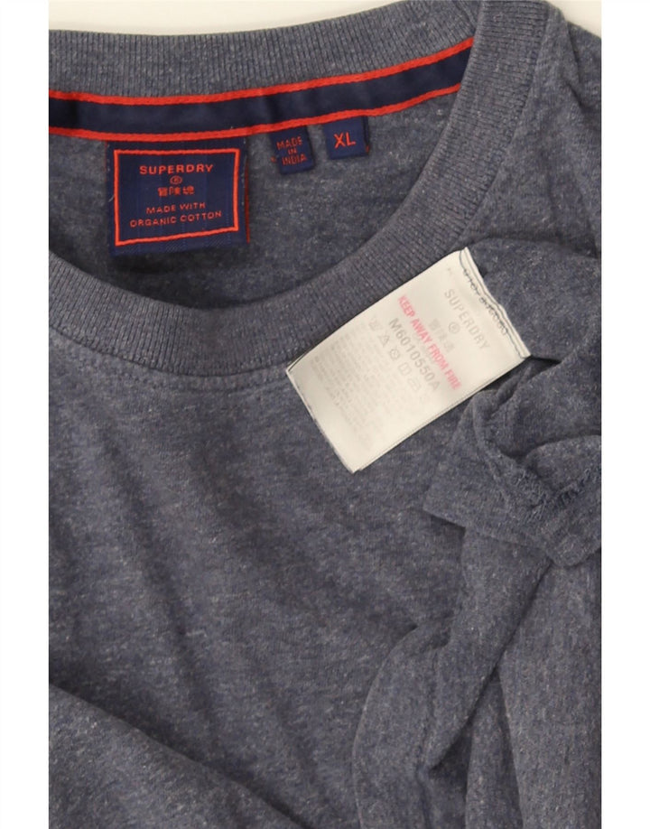 SUPERDRY Мужской топ с длинным рукавом XL, синий в крапинку, хлопок