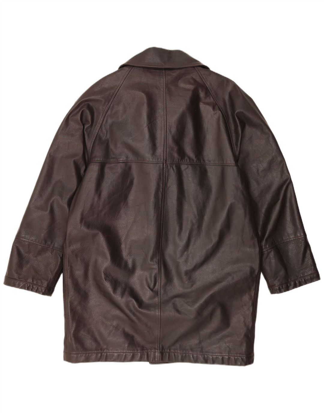 MABRUN Женское кожаное пальто оверсайз IT 50 XL Коричневое кожаное