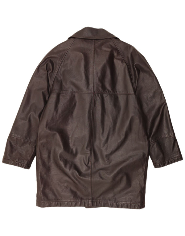 MABRUN Женское кожаное пальто оверсайз IT 50 XL Коричневое кожаное