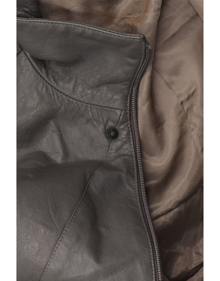 Винтажная мужская кожаная куртка IT 52 XL Серая кожаная