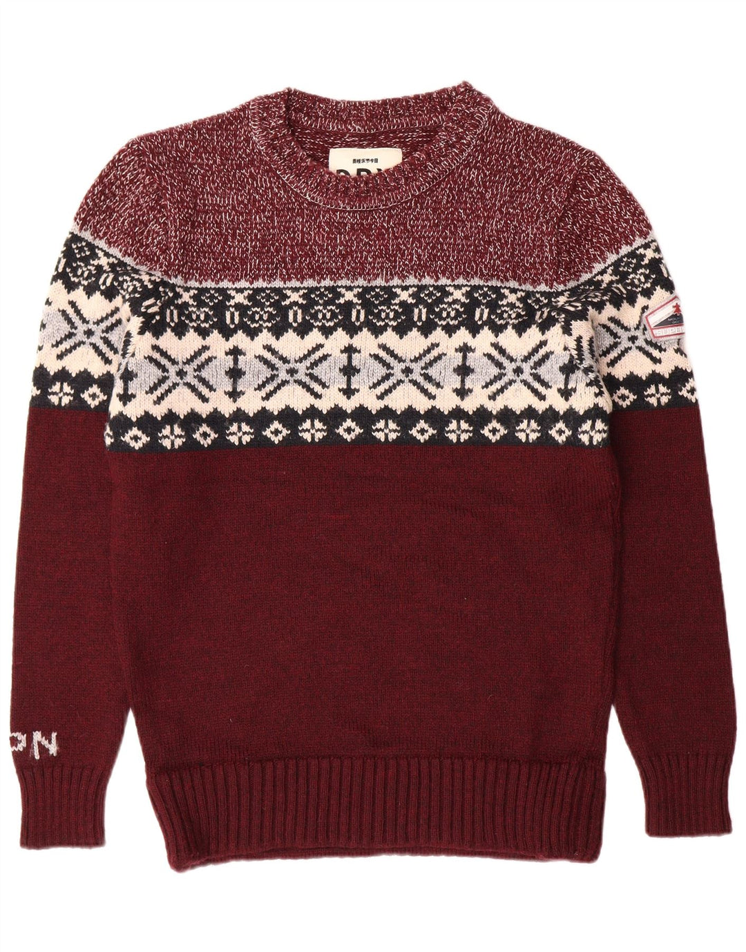 SUPERDRY Мужской свитер с круглым вырезом XL Бордовый Fair Isle Classic