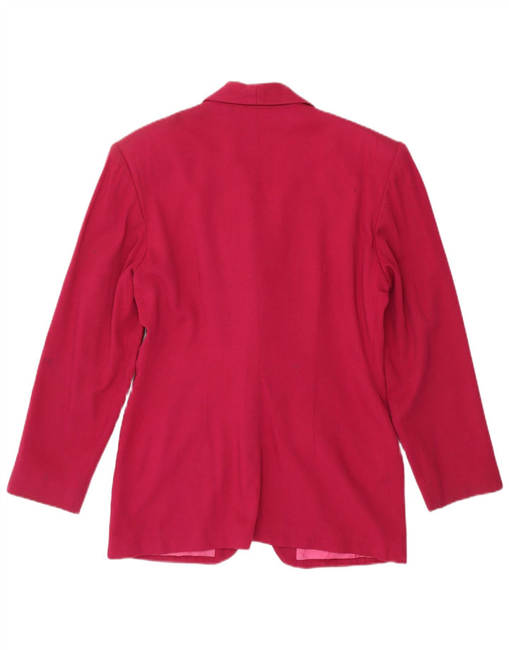 Винтажный женский двубортный пиджак из вискозы, Великобритания 14, средний розовый цвет