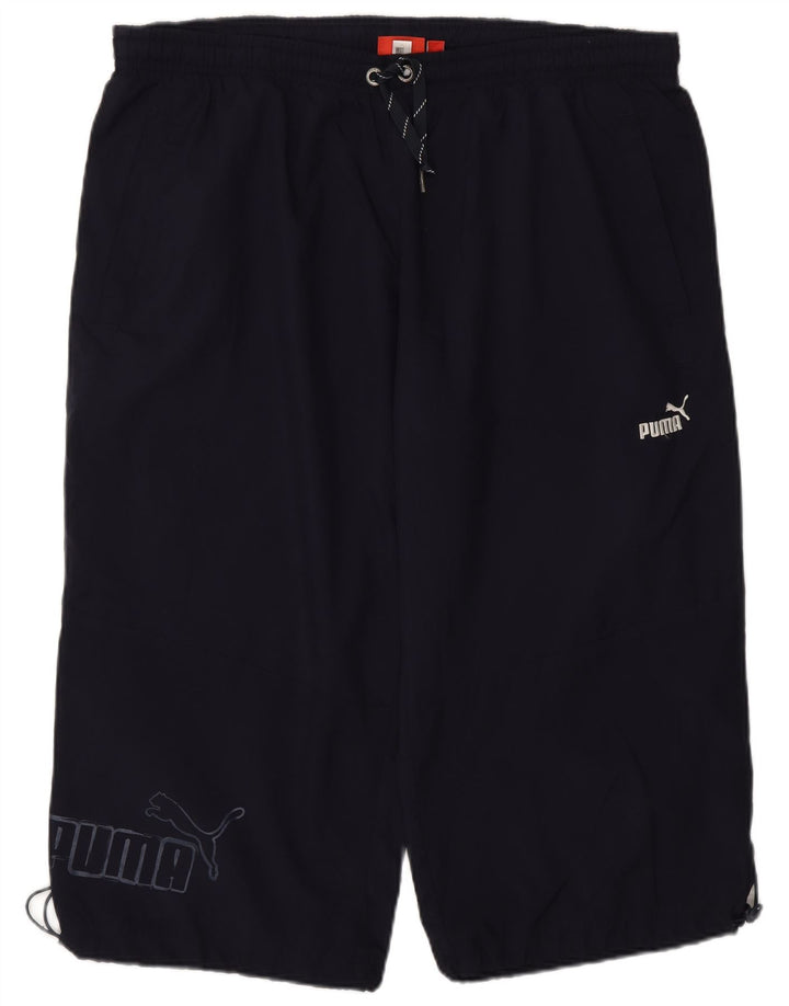 Мужские спортивные шорты-бермуды с рисунком Puma, большие, темно-синие