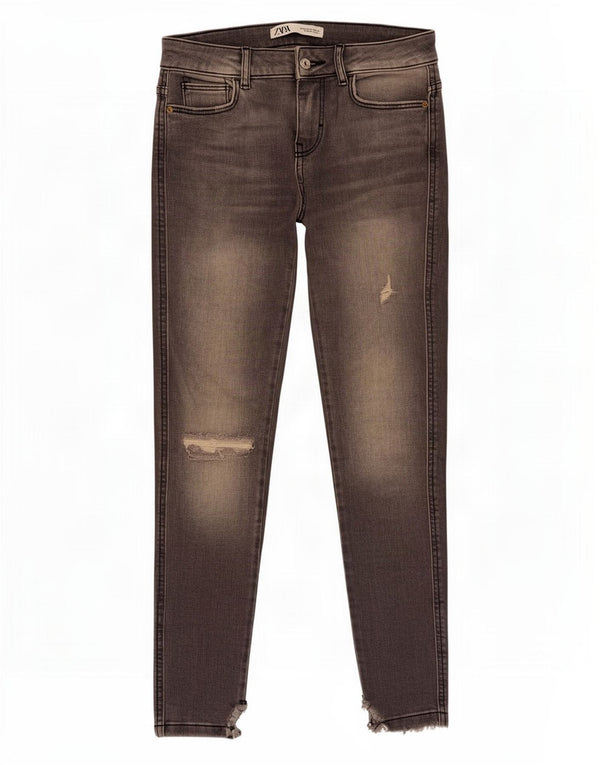 Женские потертые джинсы скинни Zara EU 34 2XS W24 L28 Серый хлопок