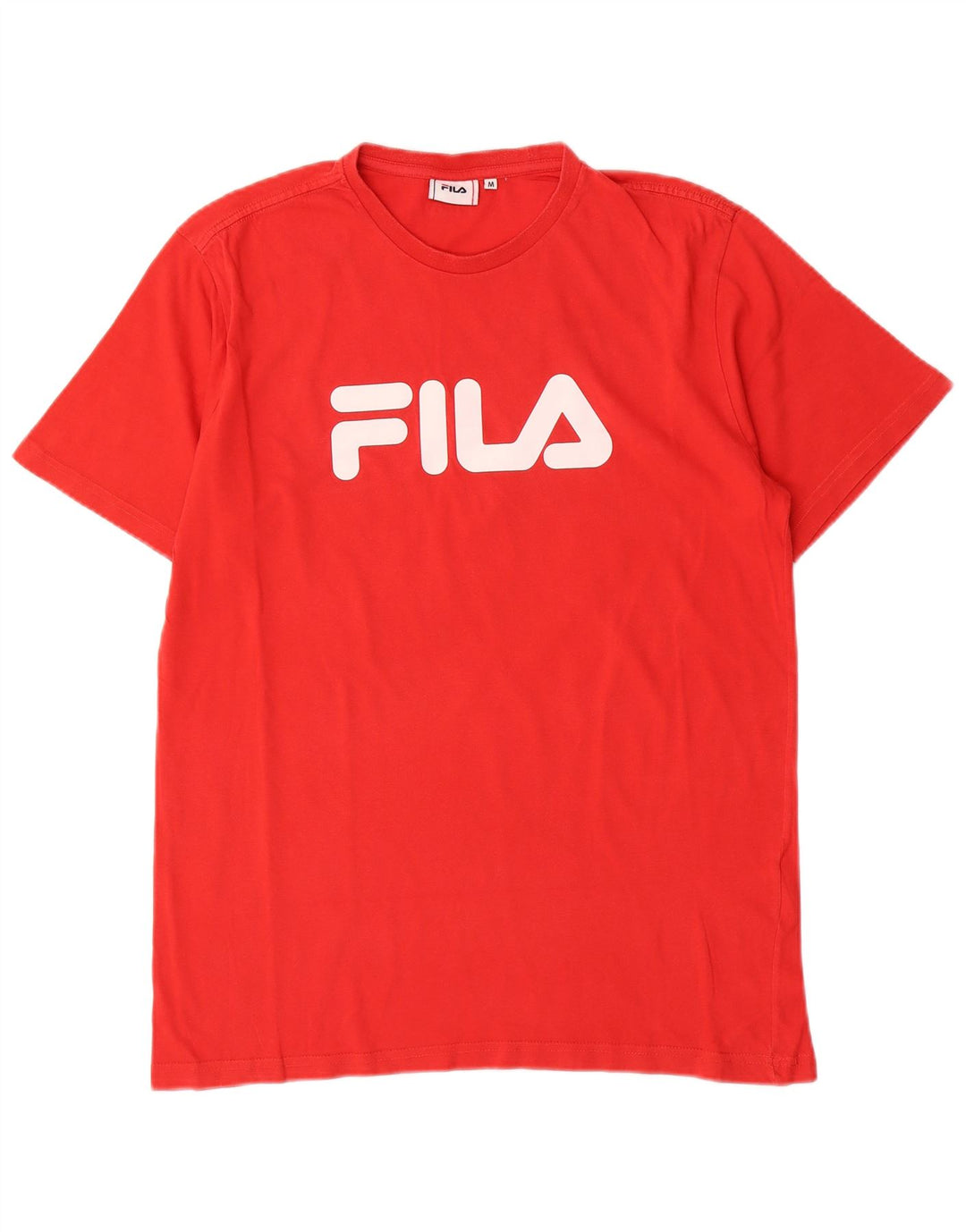 Мужская футболка с рисунком Fila, хлопковый топ среднего красного цвета