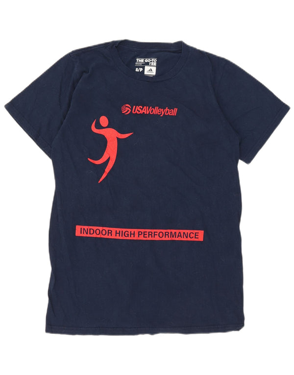 Мужская футболка Adidas с рисунком, маленькая, темно-синяя, хлопковая