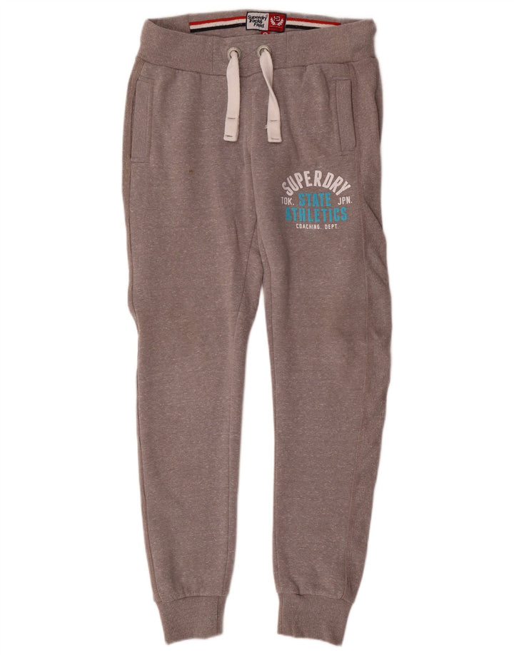 SUPERDRY Мужские спортивные брюки с графическим рисунком, брюки для бега, маленький серый полиэстер