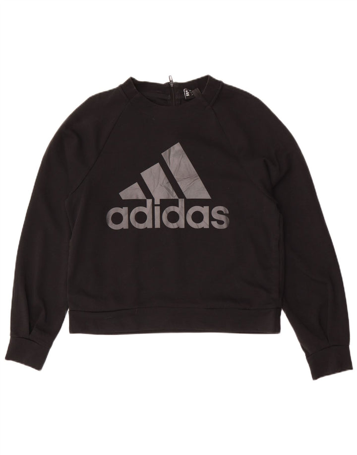 Женский джемпер большого размера с рисунком Adidas UK 10, маленький черный