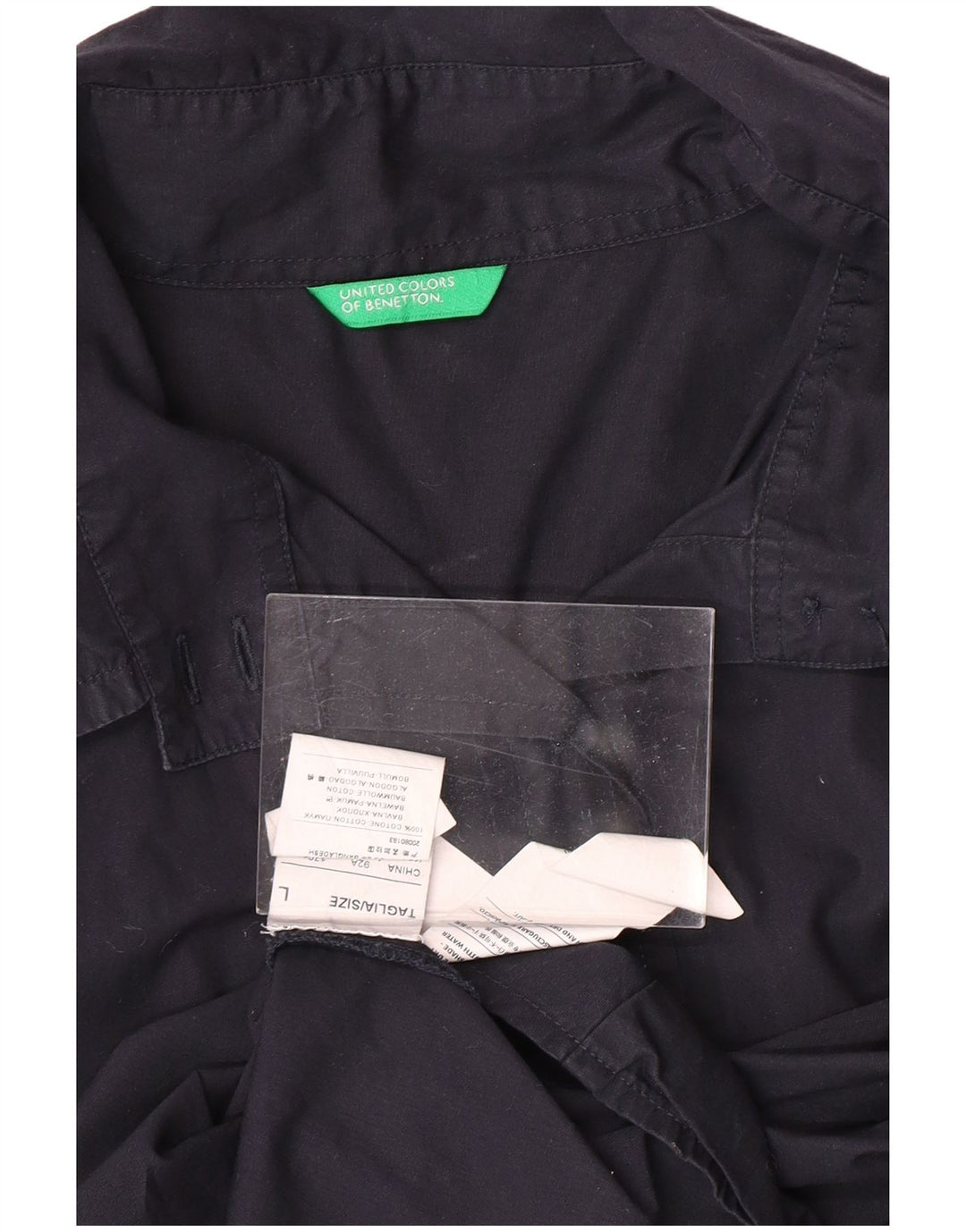 Рубашка женская с коротким рукавом BENETTON UK 14, большая, темно-синяя, хлопок