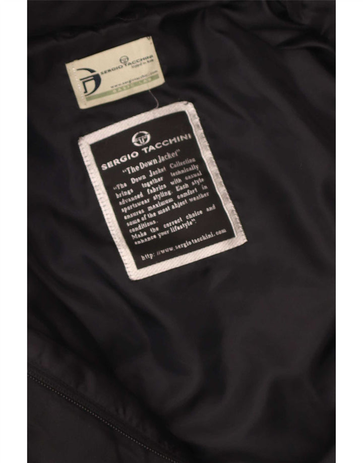 Женское стеганое пальто с капюшоном Sergio Tacchini UK 16, большое черное