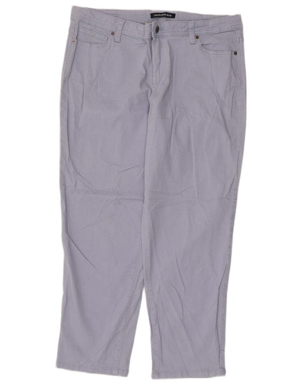 CALVIN KLEIN Женские укороченные брюки США 14 XL W36 L25 Синий хлопок