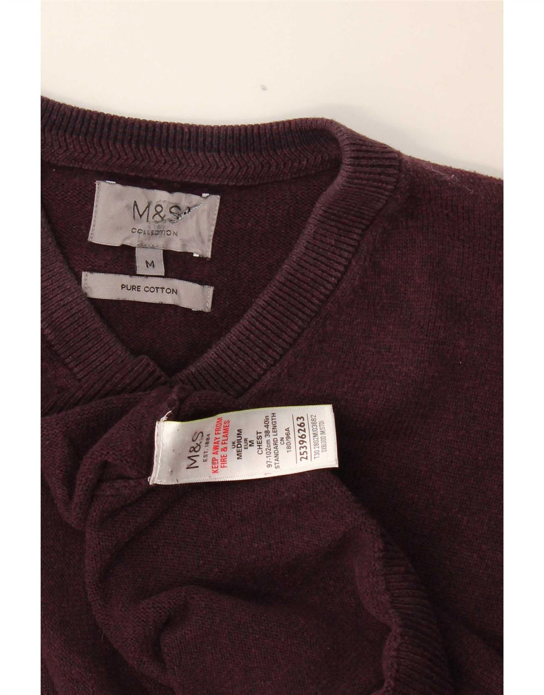 Женский джемпер с v-образным вырезом Marks & Spencer UK 14, средний бордовый
