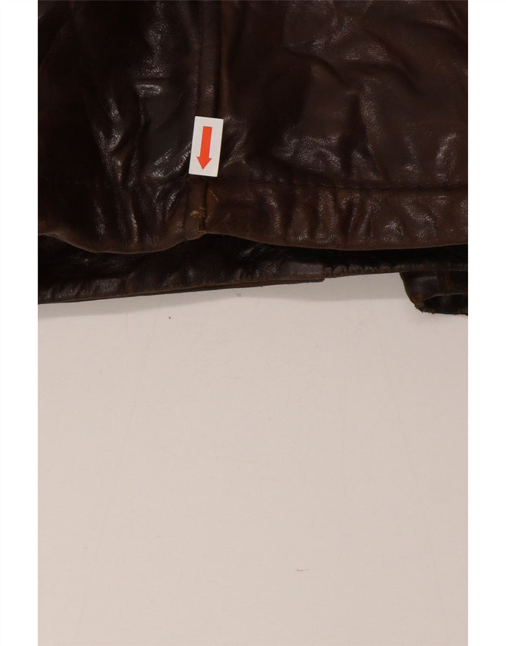 Винтажная мужская кожаная куртка IT 54 2XL Коричневая кожаная