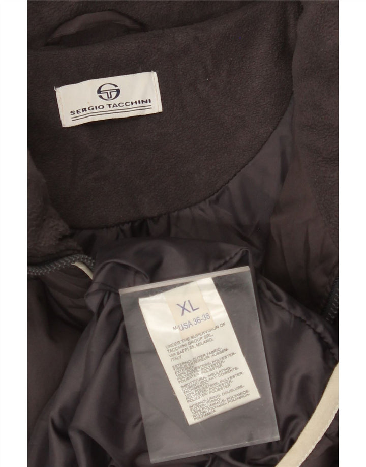 Мужская стеганая куртка Sergio Tacchini UK 42 XL серая, полиэстер с цветными блоками