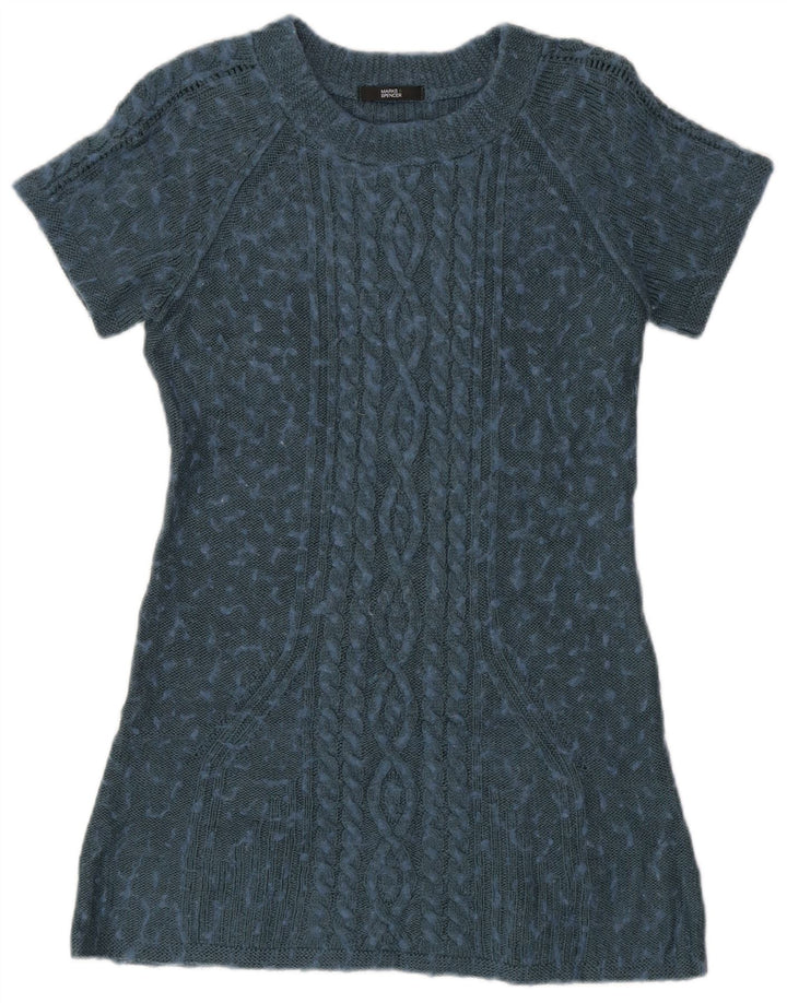 Женское мини-платье-джемпер Marks & Spencer UK 12, средний синий в крапинку