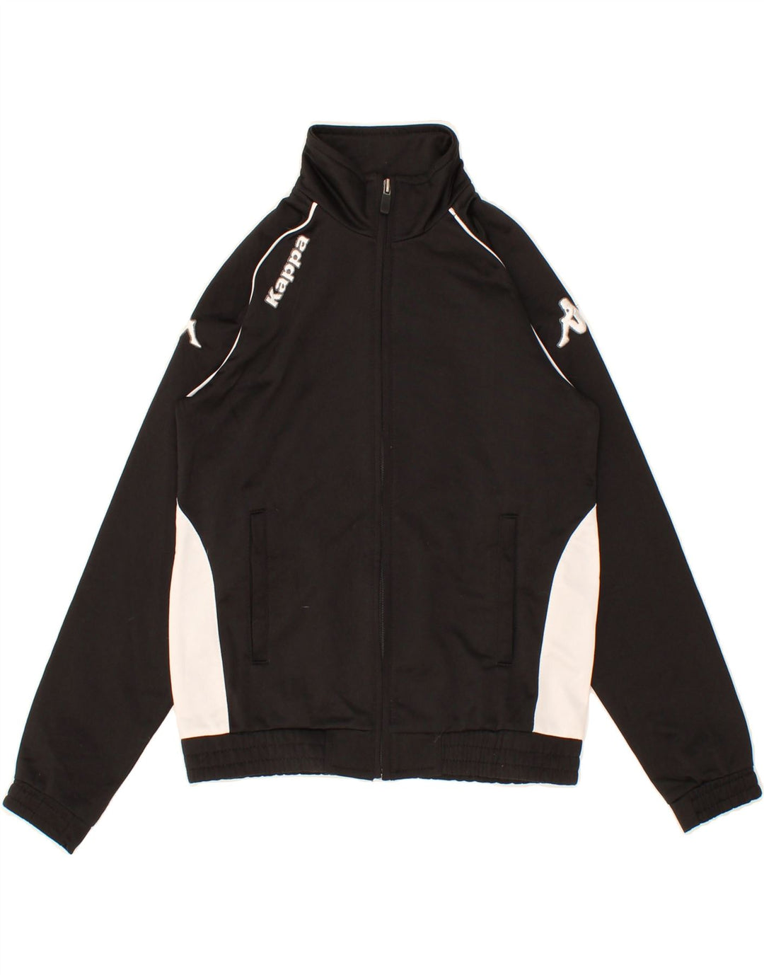 KAPPA Boys Graphic Tracksuit Top Jacket 9-10 Years Black Colourblock Vintage Kappa and Second-Hand Kappa from Messina Hembry 