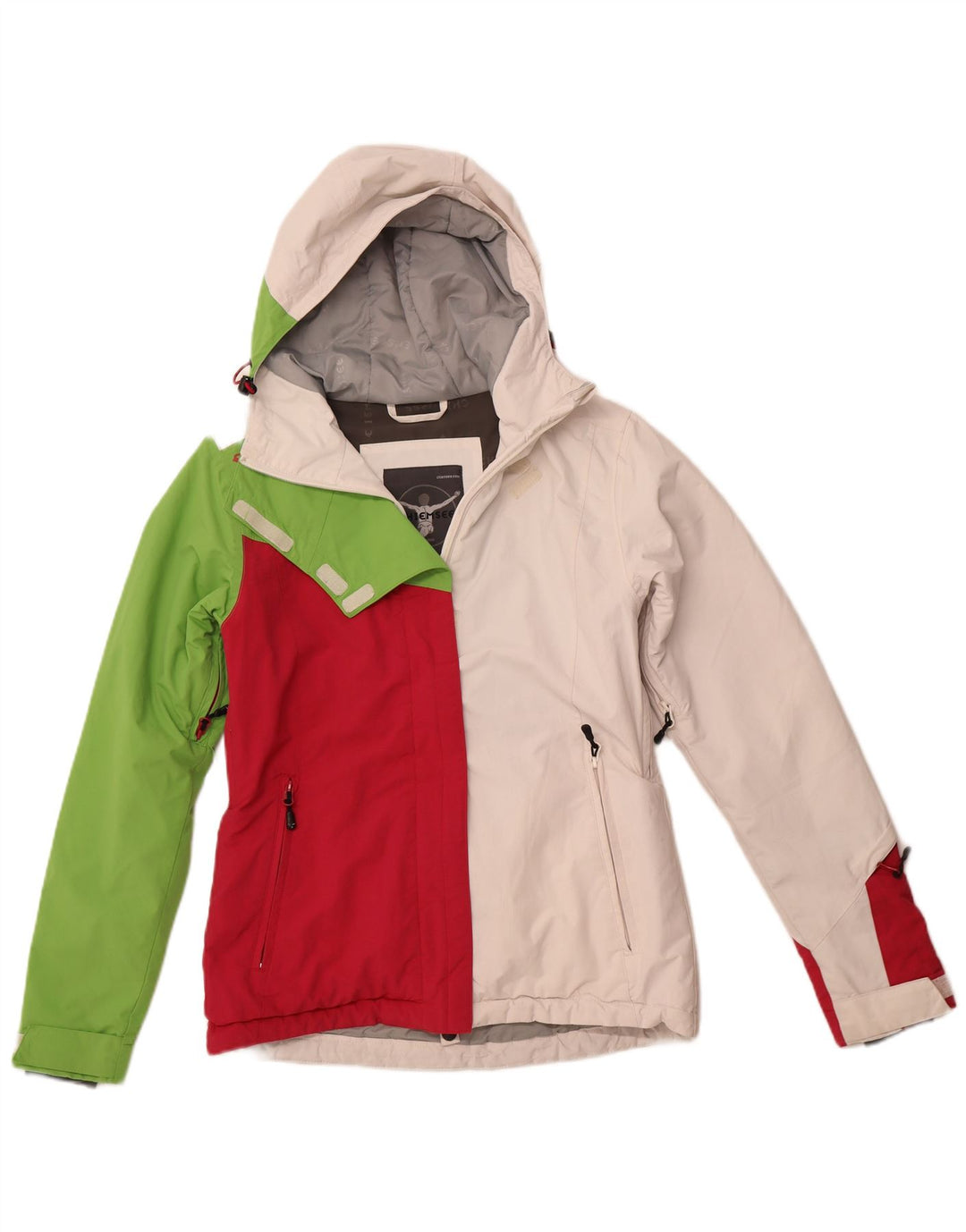 CHIEMSEE Женская ветровка с капюшоном UK 6 XS Белая с цветными блоками