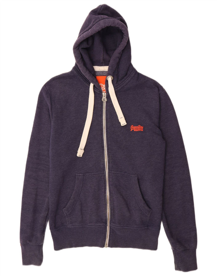 Мужской свитер с капюшоном на молнии Superdry среднего размера, темно-синий, хлопок