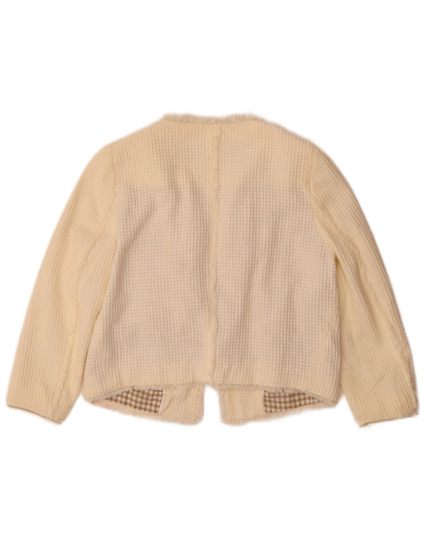 Женское открытое болеро с рукавами 3/4 Zara UK 10, маленькое белое хлопковое пальто