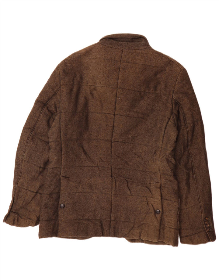 Мужская стеганая куртка Massimo Dutti EU 48, средний коричневый хлопок с крапинками