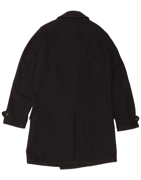 Мужское двубортное пальто HUGO BOSS UK 38, средний черный из натуральной шерсти