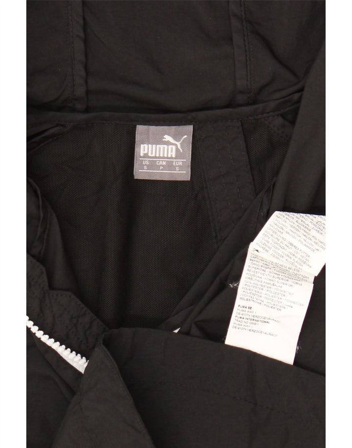 PUMA Mens Graphic Hooded Anorak Jacket UK 36 Small Black Polyester