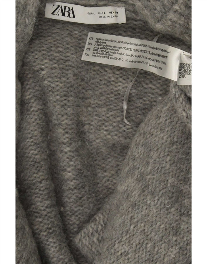 Женский свободный кардиган с завязкой спереди Zara UK 16, большой серый нейлон