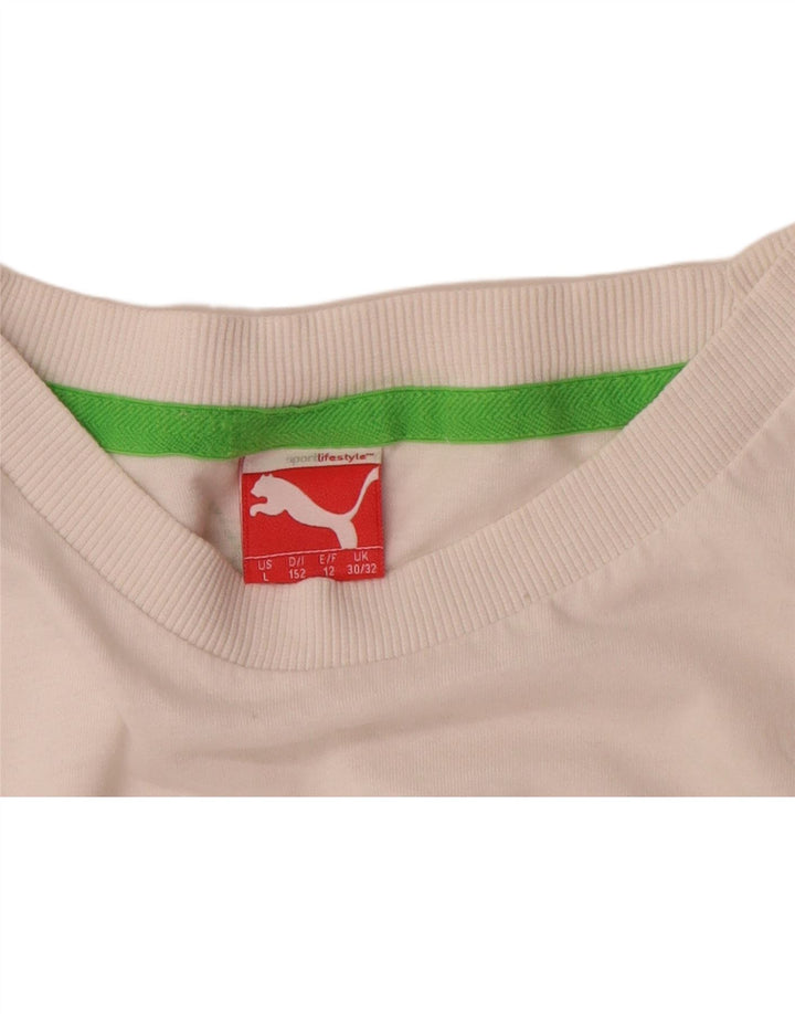 Футболка с рисунком Puma для мальчиков, топ 11-12 лет, белая