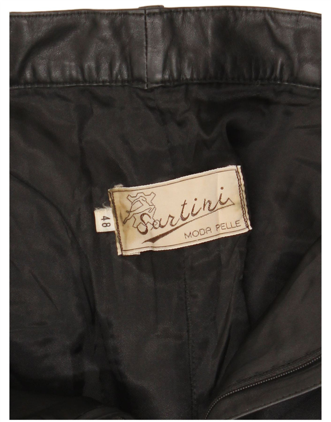 ВИНТАЖНЫЕ Мужские прямые кожаные брюки IT 48 Medium W32 L31 Черные