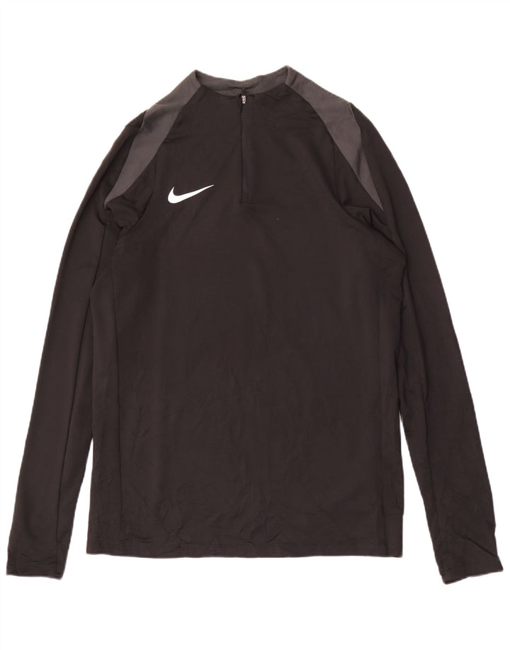 Мужской пуловер с воротником на молнии NIKE Dri Fit, спортивный костюм среднего размера, черный с цветными блоками