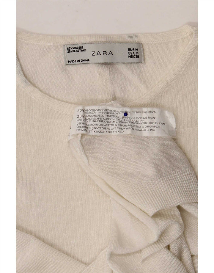Женский укороченный жилет Zara UK 12, средний белый, вискоза