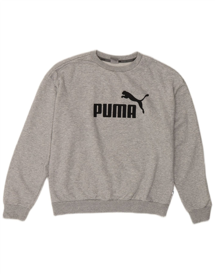 Женский свитшот с рисунком PUMA UK 14, хлопок среднего серого цвета с крапинками