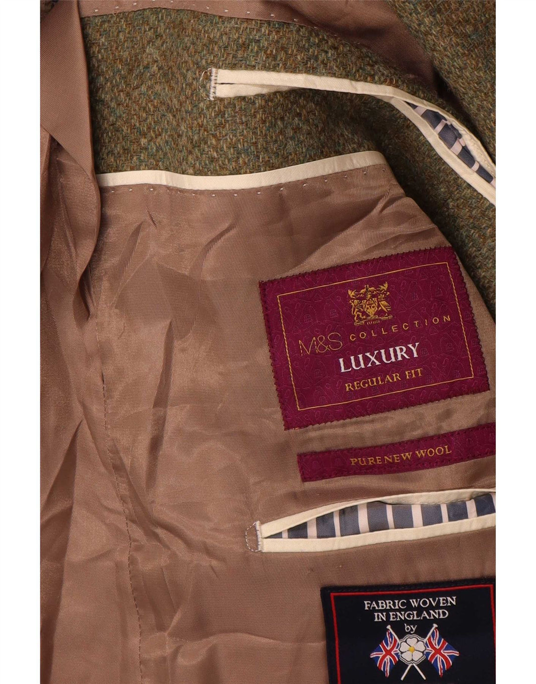 Мужской пиджак стандартного кроя с 2 пуговицами Marks & Spencer UK 38, средний хаки