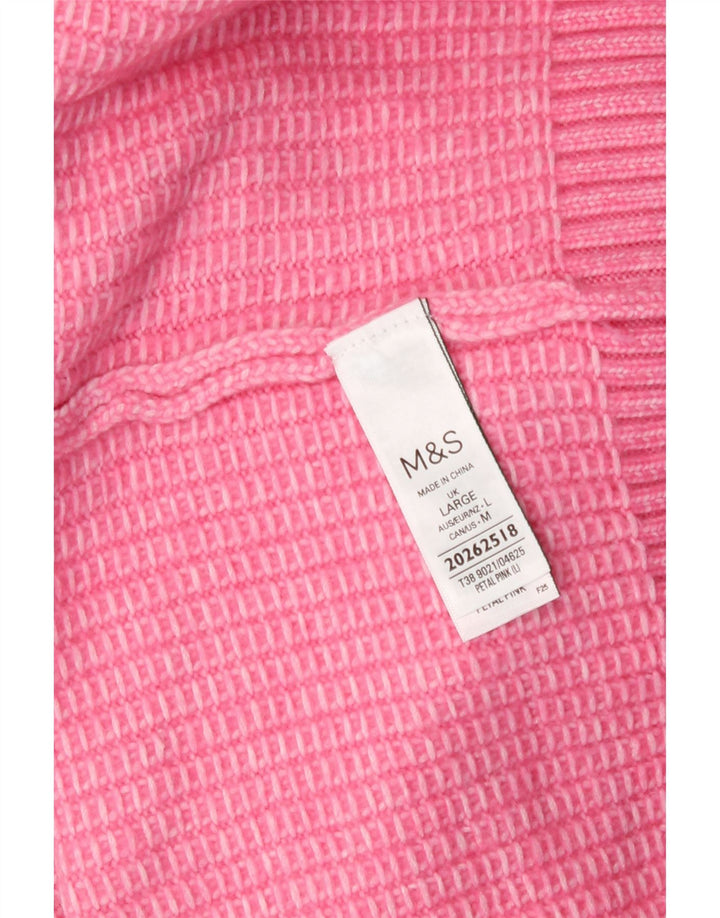Женский джемпер с высоким воротником Marks & Spencer, большой розовый полиэстер, Великобритания 16