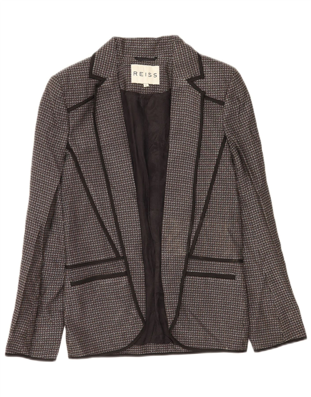 Женский открытый пиджак Reiss UK 6 XS, черный вискоза в клетку
